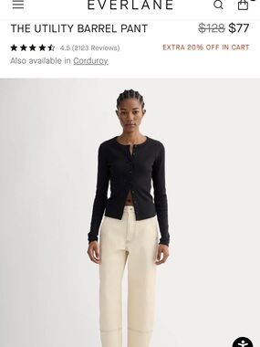 Everlane THE UTILITY BARREL PANT (ecru with contrast stitching)